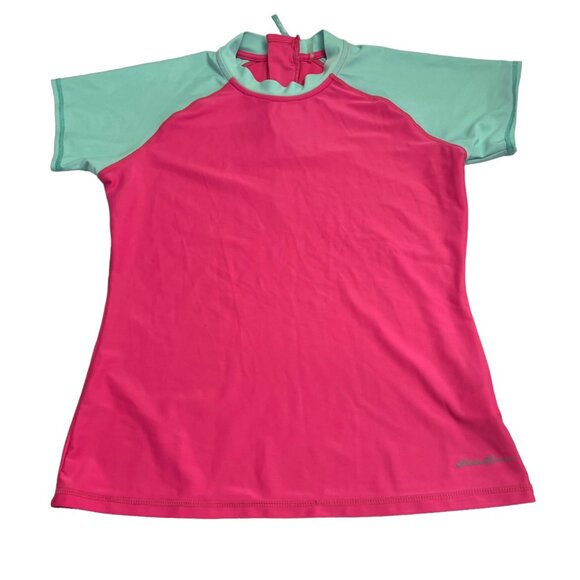 Eddie Bauer Girls Rash Guard Surf Swim Shirt Short Sleeve Size Large 14/16 - Picture 2 of 6